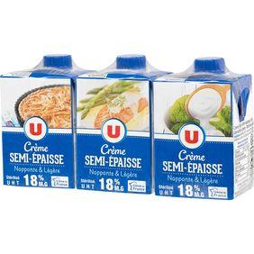 Crème légère semi-épaisse UHT U, 18%MG , 3x20cl