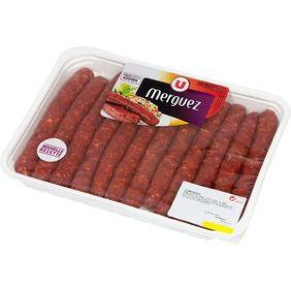 Merguez boeuf mouton, U, 12 pièces, 660g