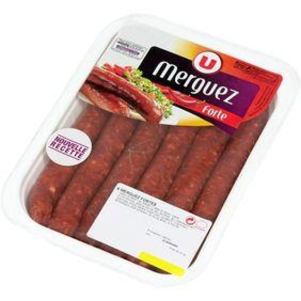 Merguez forte boeuf/mouton, U, 6 pièces, 330g