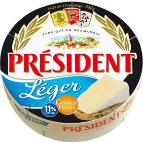 Fromage allégé au lait pasteurisé PRESIDENT Léger, 11%MG, 250g