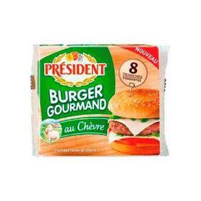 Fromage fondu burger gourmand chèvre au lait pasteurisé 18,5%mg PRESIDENT tranches 150g