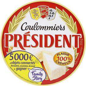Coulommiers au lait pasteurisé PRESIDENT, 21%MG, 350g