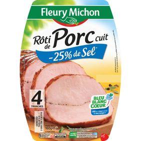 Rôti de porc -25 % de sel FLEURY MICHON, 4 tranches, 160g