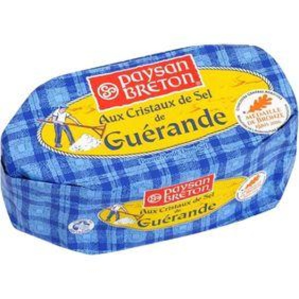 Beurre moulé aux cristaux de sel de guérande PAYSAN BRETON, 80%mg, 250g