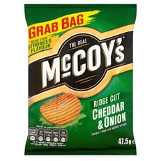 MCCOYS CHEDDAR & ONION RIDGE CUT CRISPS 45g (36 PACK)