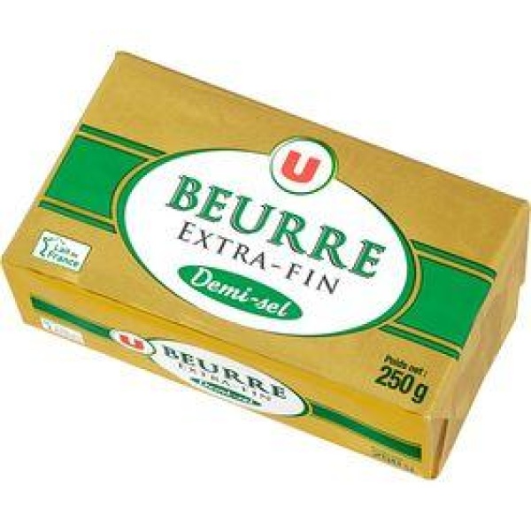 Beurre extra fin demi-sel 80%mg U plaquette 250g