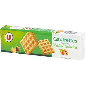 Gaufrettes fourrées noisettes/praliné U paquet 110g