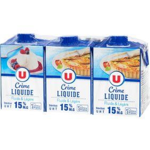 Crème légère liquide UHT U, 15%MG, 3x20cl
