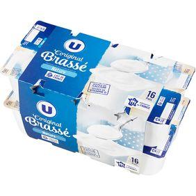 Yaourts brassés nature U, 16x125g
