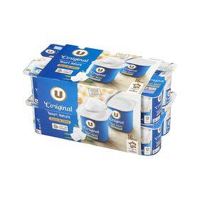 Yaourts nature sucrés U, 16x125g