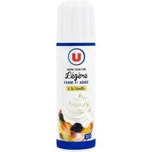 Crème légère sucrée et vanillée UHT sous pression U, 21%MG, 250g