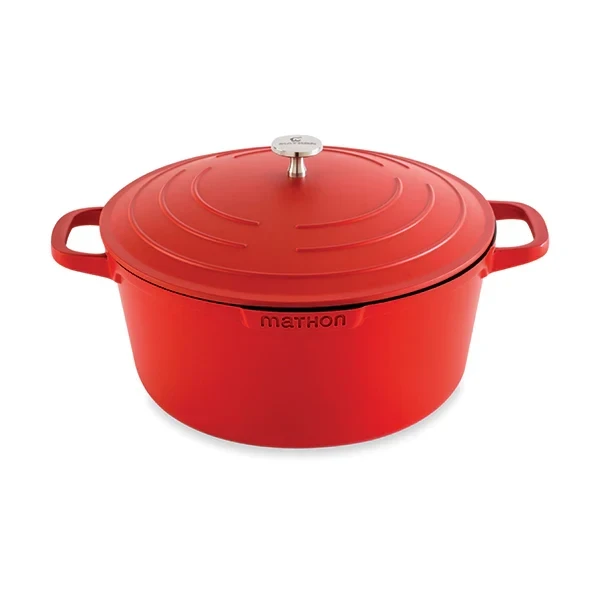 Cocotte légère ronde en fonte d’aluminium 28 cm 6,7 L rouge Mathon