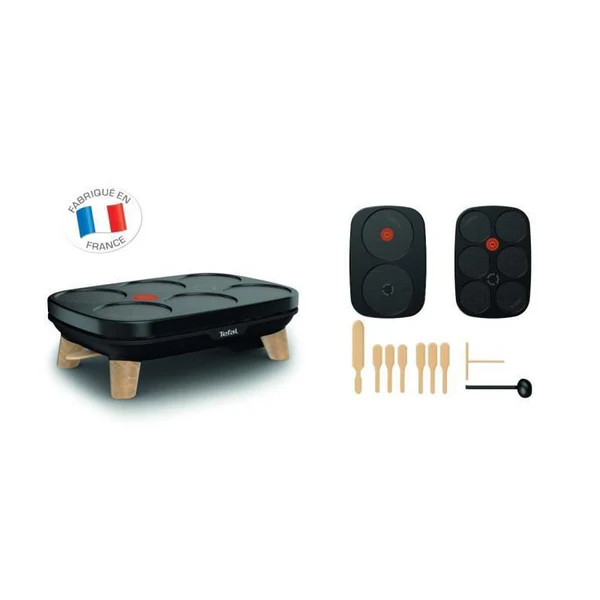Py900d12 Gourmet Crepiere Deux Plaques Amovibles Antiadhesives Temperature Reglable Multi Usage Crepes, Galettes, Pancakes Tefal