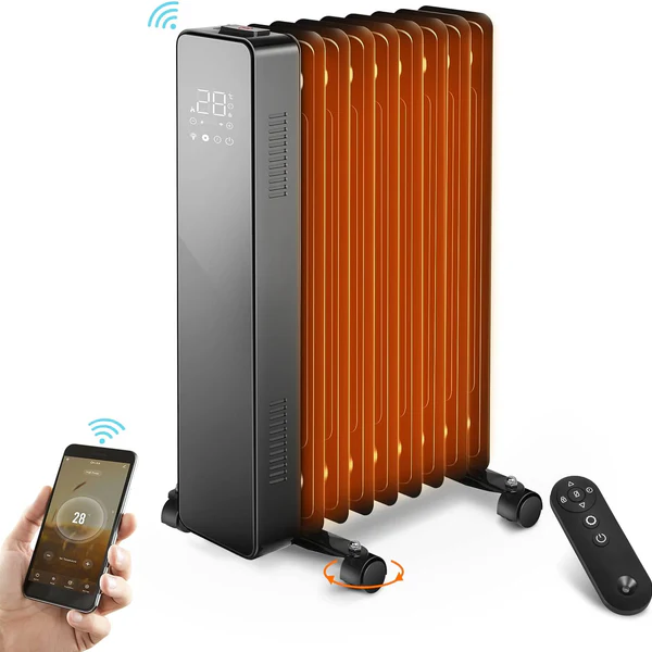 Radiateur à Bain d'huile 2000W avec minuterie 24h, Smart Control et App-Smart Life noir Vendos85
