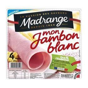 Mon jambon blanc découenné dégraissé Viande de Production Française MADRANGE, 4 tranches, 160g