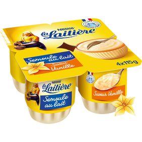 Semoule au lait saveur vanille LA LAITIERE, 4x115g