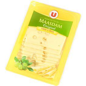 Fromage de Hollande à pâte pressée en tranches Maasdam Original au lait pasteurisé U, 27% MG, 2...