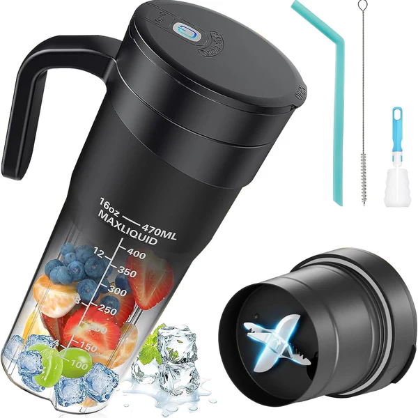 Blender électrique portable Smoothie 0,47L 150W avec USB rechargeable noir Vendos85