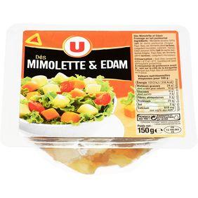 Dés de Mimolette et Edam au lait pasteurisé, 24% de MG, U, 150g