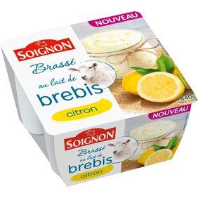 Yaourt brassé lait entier de brebis sucré, au citron SOIGNON 4x110g