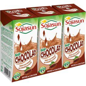Boisson de soja riche en calcium UHT au chocolat SOJASUN, 3x20cl