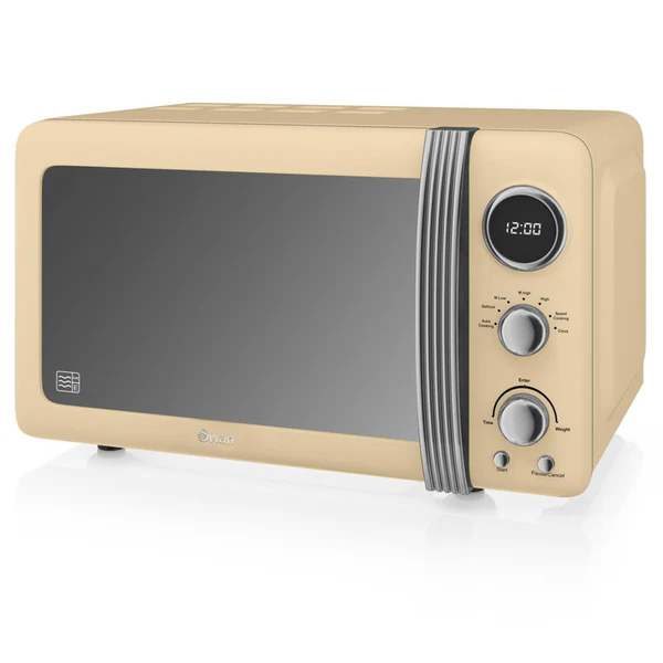 Retro Micro-ondes Numérique 20L, 5 Niveaux Puissance, Décongélation, Minuterie 800 Crème SM22030CNEU