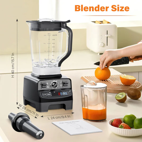 Blender électrique Smoothie Professionnel 33000r/min 2000W noir Vendos85