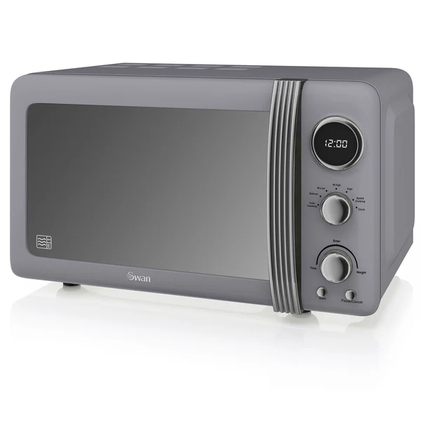 Retro Micro-ondes Numérique 20L, 5 Niveaux Puissance, Décongélation, Minuterie 800 Gris SM22030GRNEU
