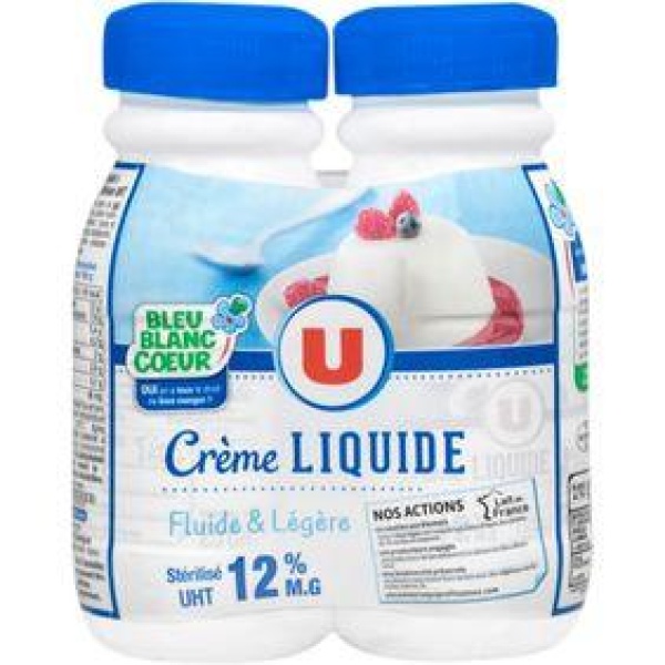 Crème UHT légère liquide bleu blanc coeur 12%MG U ble 2x25cl