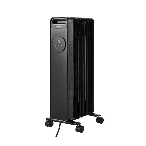 Radiateur Electrique Bain Dhuile 1500w Oceanic - 3 Puissances - Thermostat Electronique - Telecommande - Mobile - Noir Oceanic