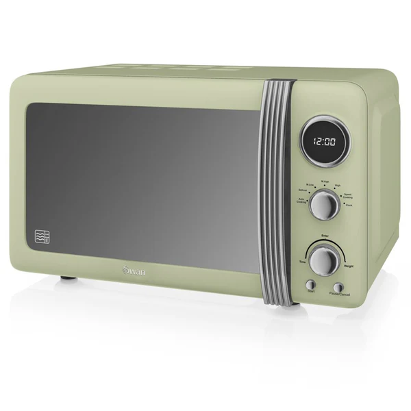 Retro Micro-ondes Numérique 20L, 5 Niveaux Puissance, Décongélation, Minuterie 800 Vert SM22030GNEU