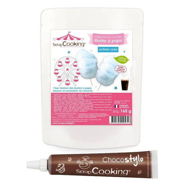 Préparation barbe à papa bleue + Stylo chocolat Scrapcooking