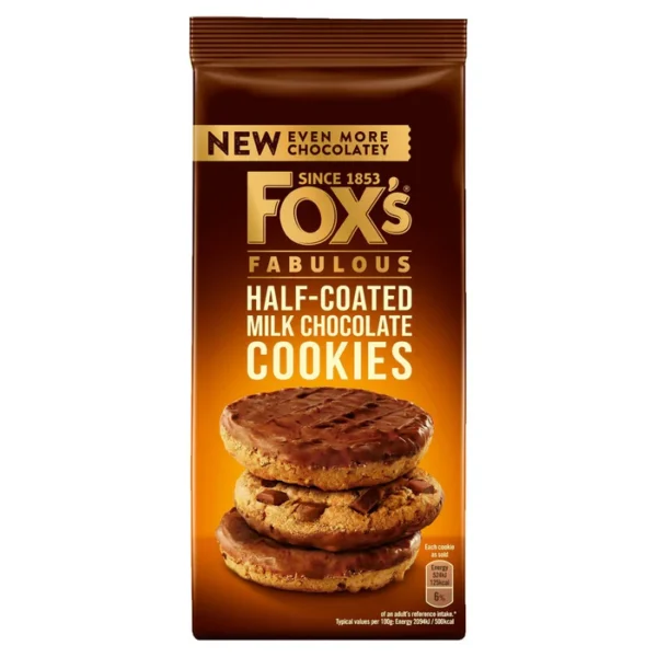 Fox's Biscuits Half Coated Milk Chocolate Cookies 175g