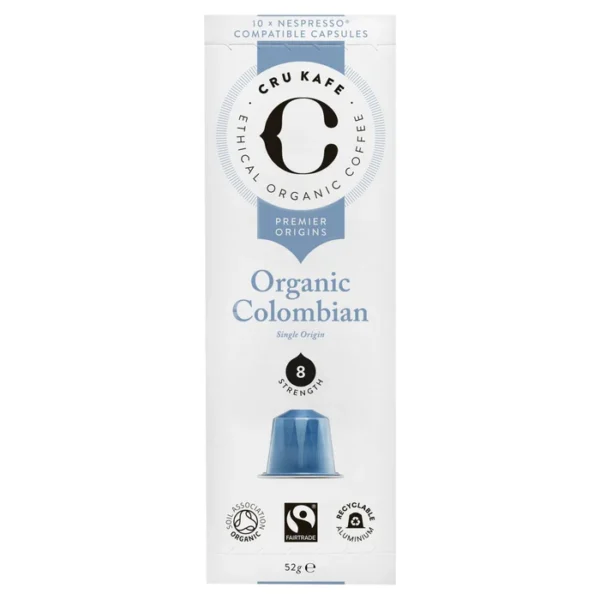 CRU Kafe Organic Single Origin Colombian Nespresso Compatible Capsules 10 per pack