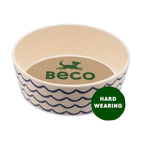 Beco Bamboo Ocean Waves Dog Feeding and Water Bowl Large