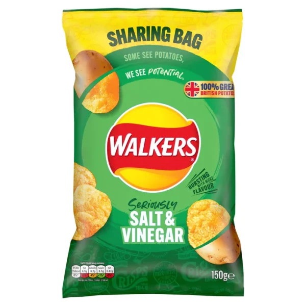Walkers Salt & Vinegar Sharing Crisps 150g