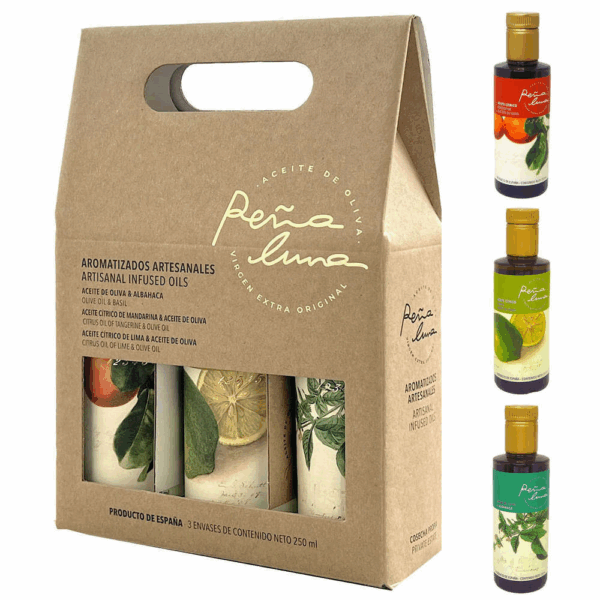 Coffret cadeau Peña Luna trois huiles d'olive extra vierges aromatisées 3 x 250 ml - Segura & Gómez