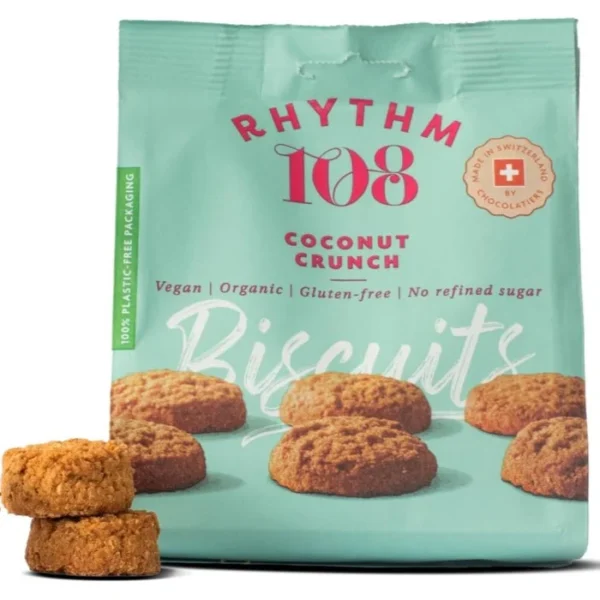 Rhythm 108 Swiss Vegan Coconut Crunch Biscuit Share Bag 135g - Special Offer