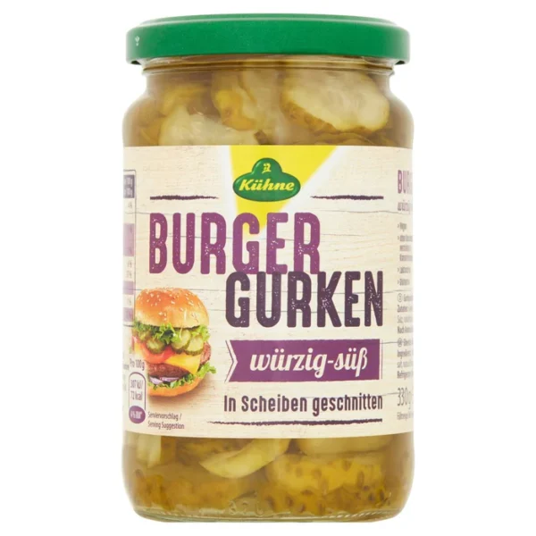 Kuhne Burger Crinkle Cut Gherkins 330g