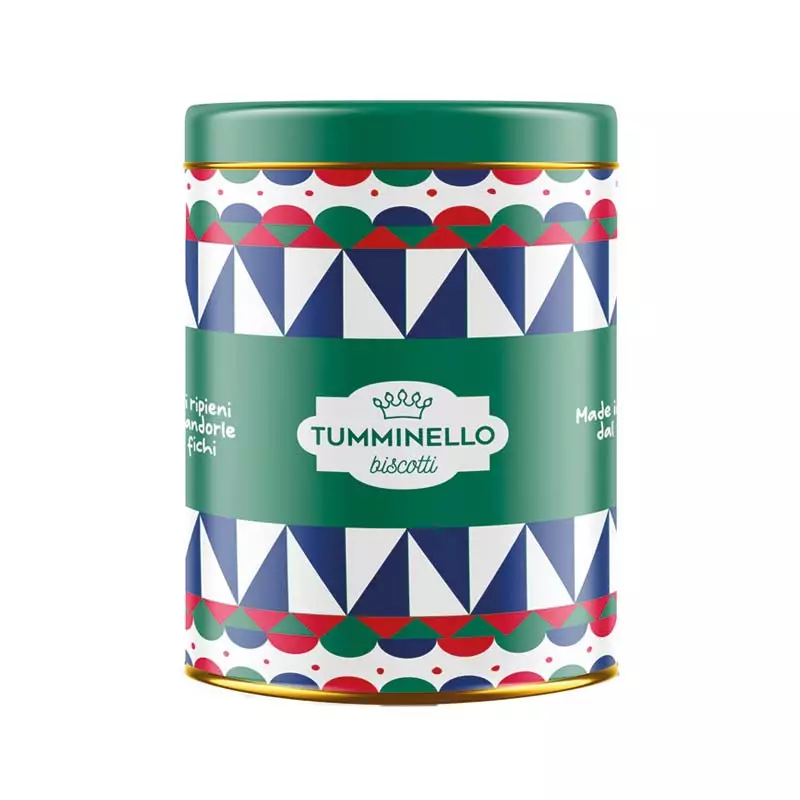 Aci Tin Box with assorted Sicilian biscuits Cosi Chini with Figs and Zuccotti with Almonds 250 gr
