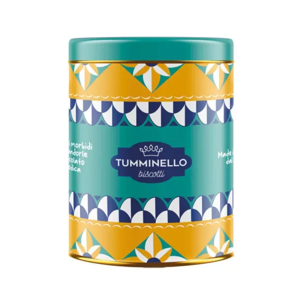 Alfeo Tin Box with Soft Sicilian Cantucci with Almonds and Modica IGP Chocolate 250 gr