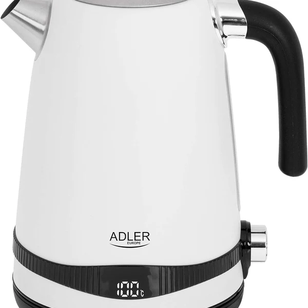 bouilloire électrique de 1,7L avec écran LCD et régulation de température 2200W noir blanc Adler