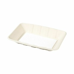 Barquette bagasse avec buvard 21,8 x 13,5 x 2,5 cm - par 300