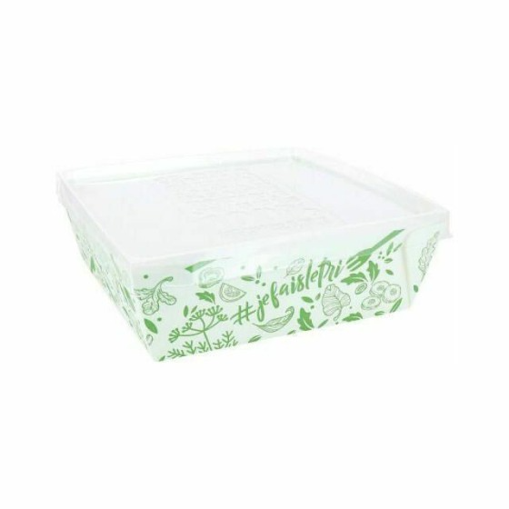 Barquette carton avec couvercle plastique 15 x 15 x 5,5 cm - par 100