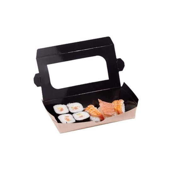 Barquette carton kraft ingraissable avec fenêtre 480 ml - par 400