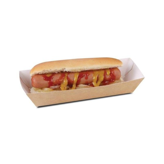 Barquette kraft brun sans couvercle pour hot dog 730 ml - par 1000