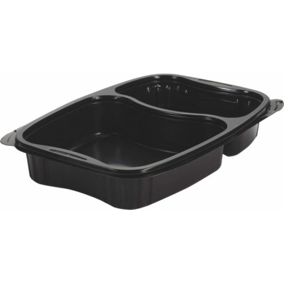 Barquette plastique noire 2 compartiments Bistro 900 ml - par 20