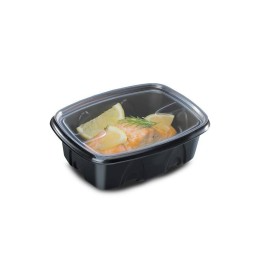 Barquette plastique noire avec couvercle indépendant Archipack 375 ml - par 480