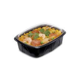 Barquette plastique noire avec couvercle indépendant Archipack 750 ml - par 480