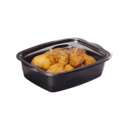 Barquette plastique noire avec couvercle indépendant Marmipack 1800 ml - par 200